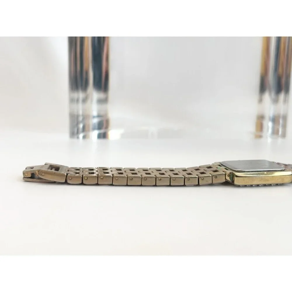 Anne Klein Gold T 735H Rhinestone Mother of Pearl Vintage Wristwatch - 20mm